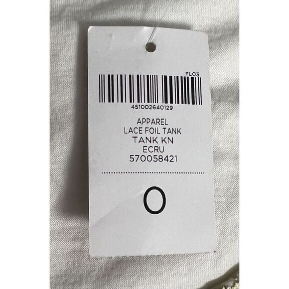 Chico's Ecru Lace Foil Tank Top Size 0 New With Tags - Picture 6 of 10
